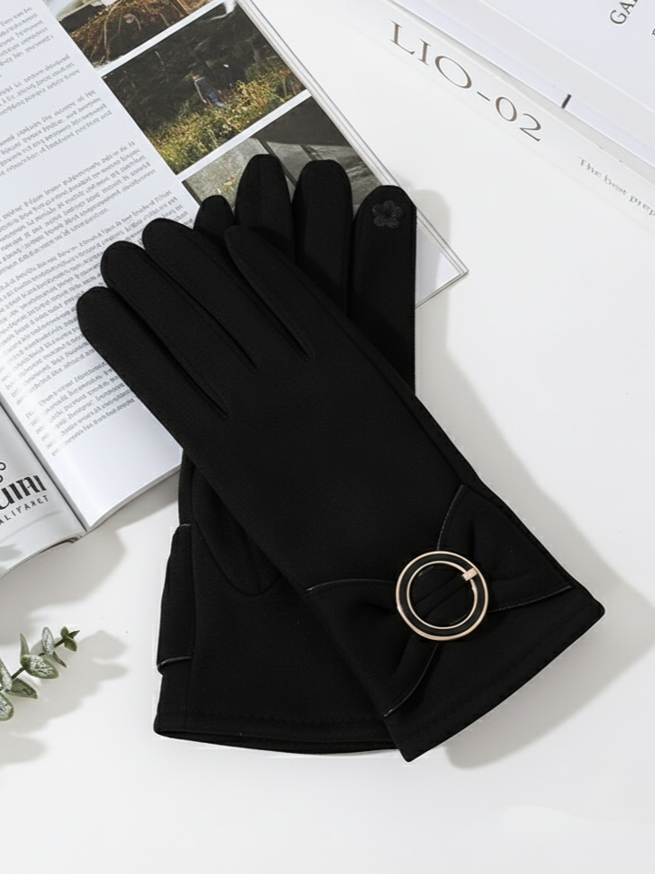 Sueded Round Buckle Gloves