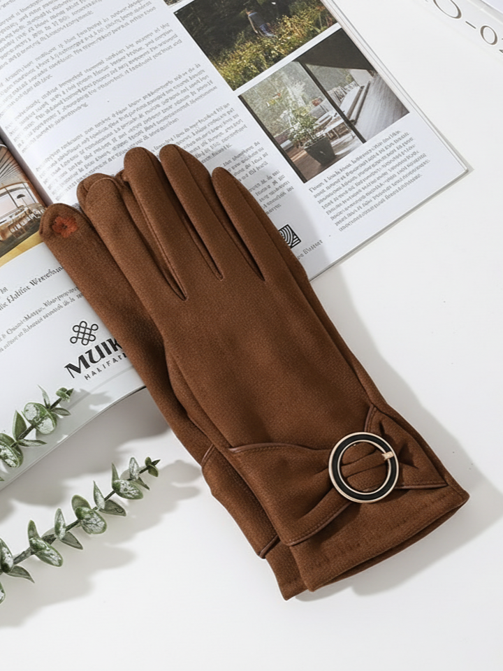 Sueded Round Buckle Gloves