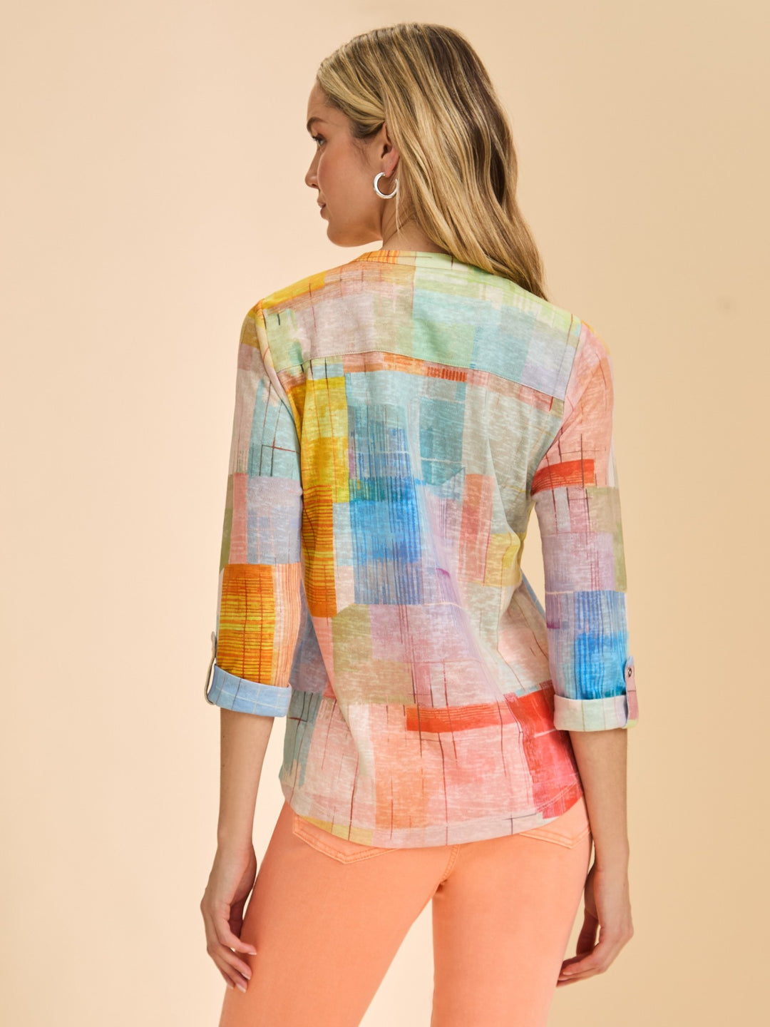 Summer Geo Print Henley Top
