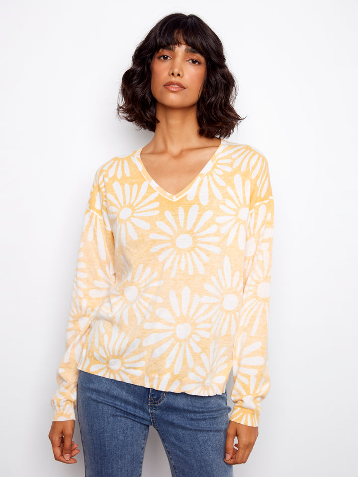 Sunkiss Reversible Print V-Neck Sweater