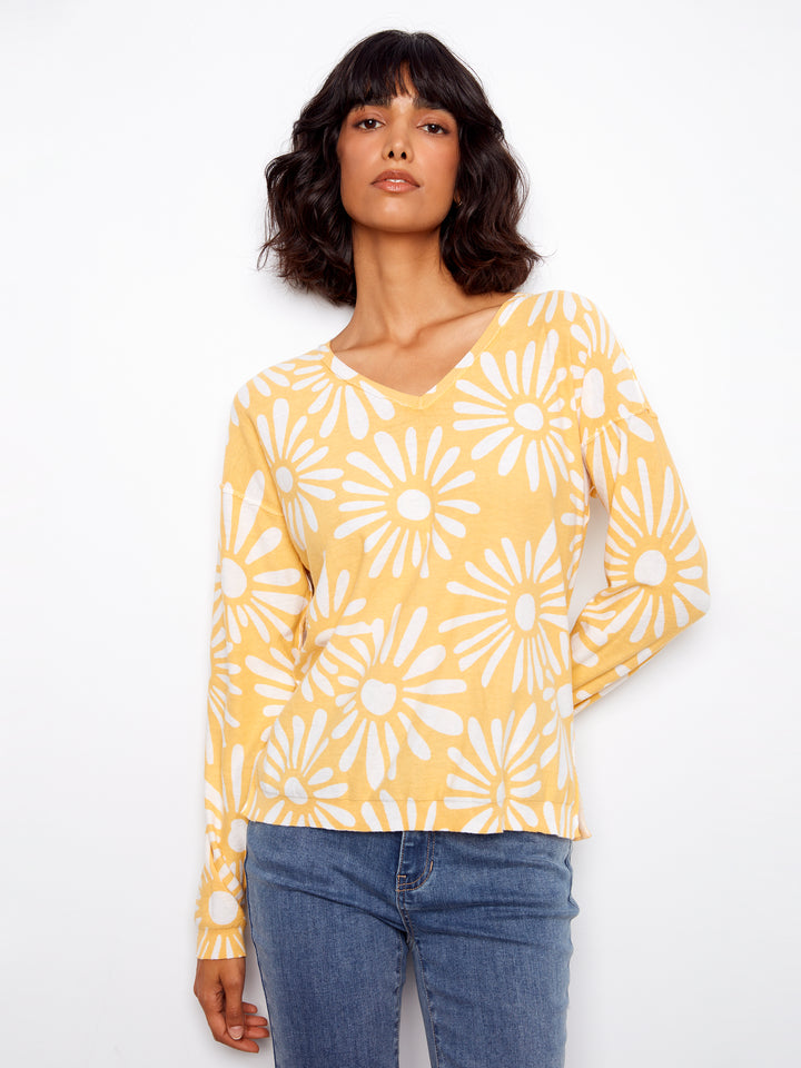 Sunkiss Reversible Print V-Neck Sweater