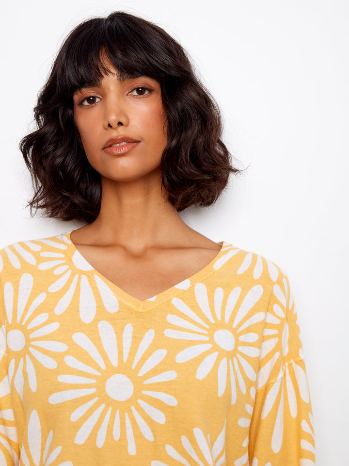 Sunkiss Reversible Print V-Neck Sweater