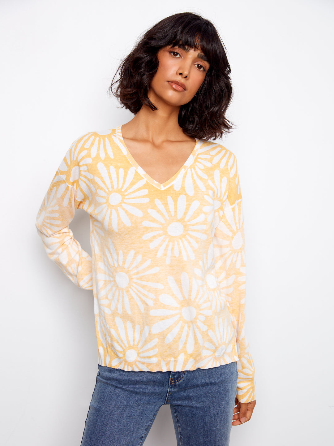 Sunkiss Reversible Print V-Neck Sweater