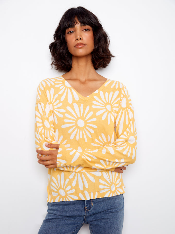 Sunkiss Reversible Print V-Neck Sweater
