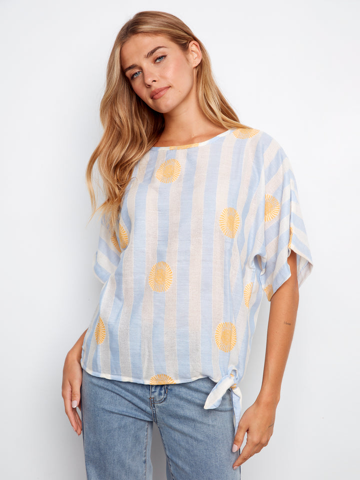 Sunrise Stripe Side Tie Top