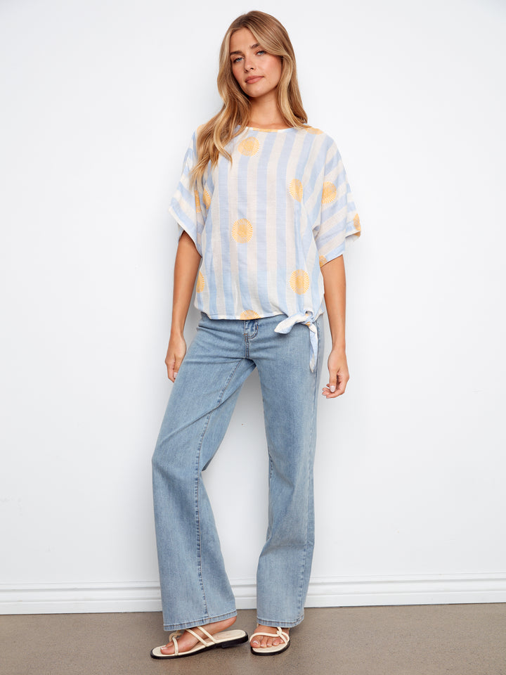 Sunrise Stripe Side Tie Top