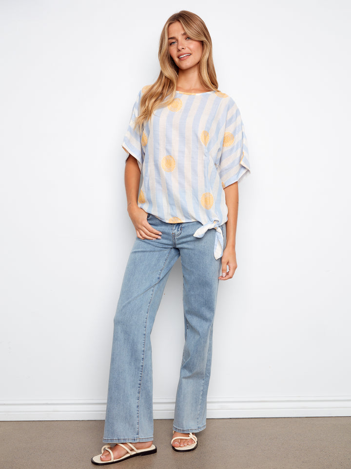 Sunrise Stripe Side Tie Top