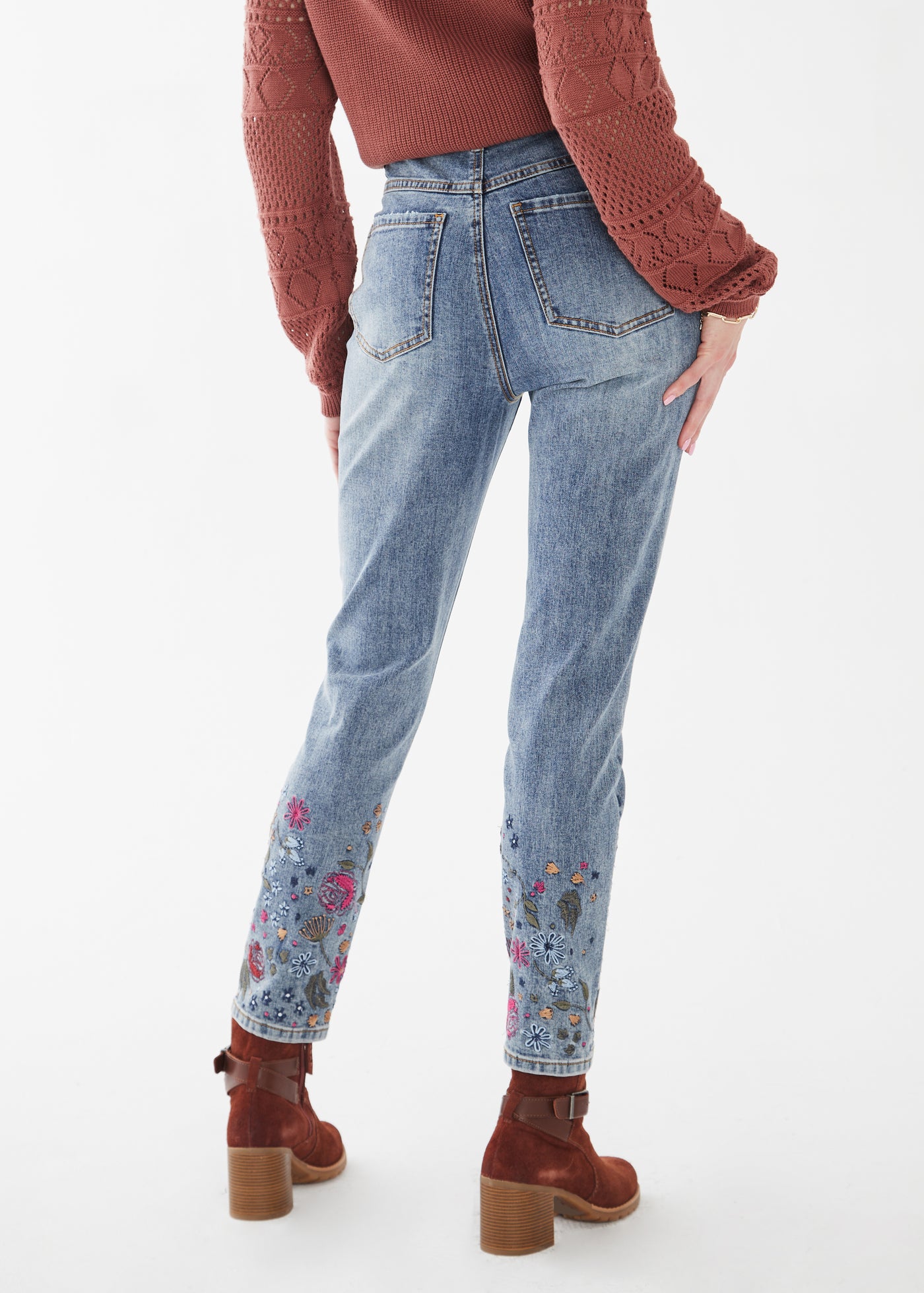 Suzanne Embroidered Hem Jean