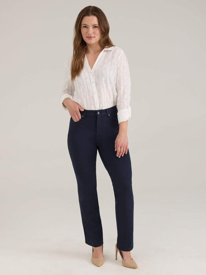 Suzanne Navy Straight Leg Ponte Pant