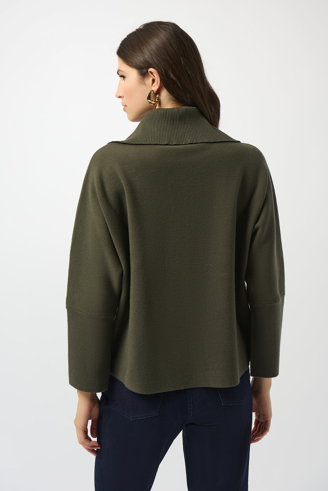 Sweater Knit Boxy Pullover with Zipped Collar