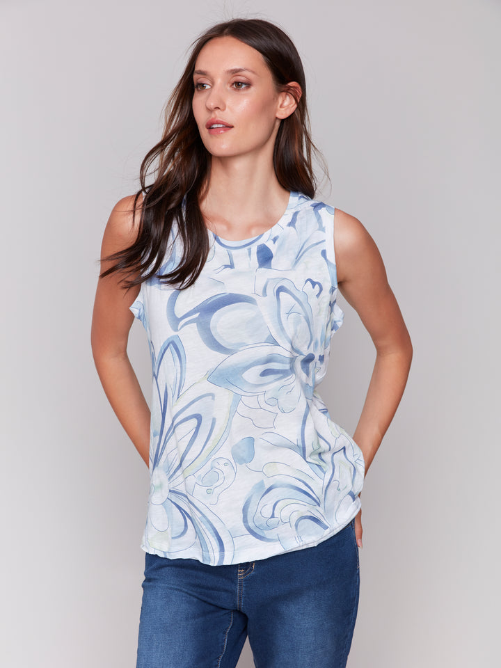 Swirls Print Organic Slub Cotton Top