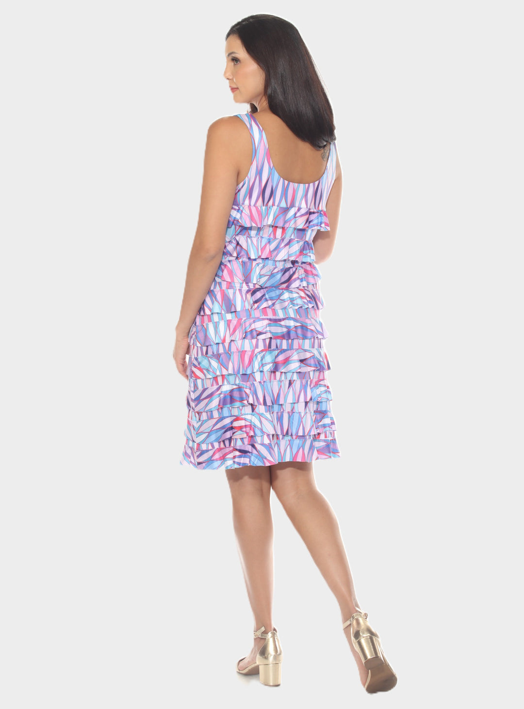 Swirly Print Short Ruffle Dress