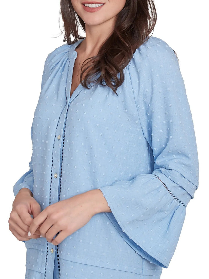 Swiss Dot Bell Sleeve Top