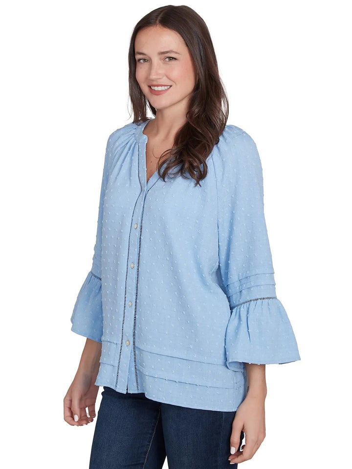 Swiss Dot Bell Sleeve Top
