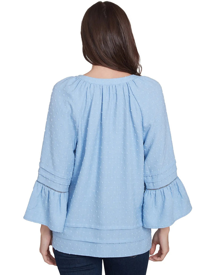 Swiss Dot Bell Sleeve Top