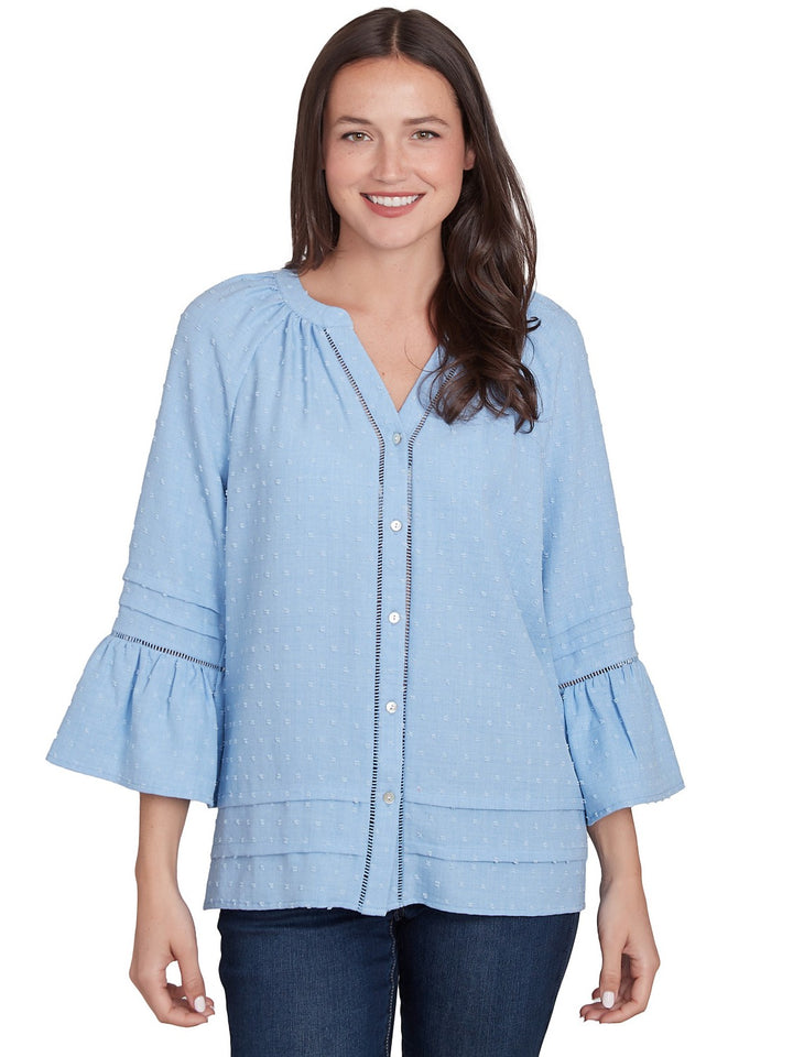 Swiss Dot Bell Sleeve Top