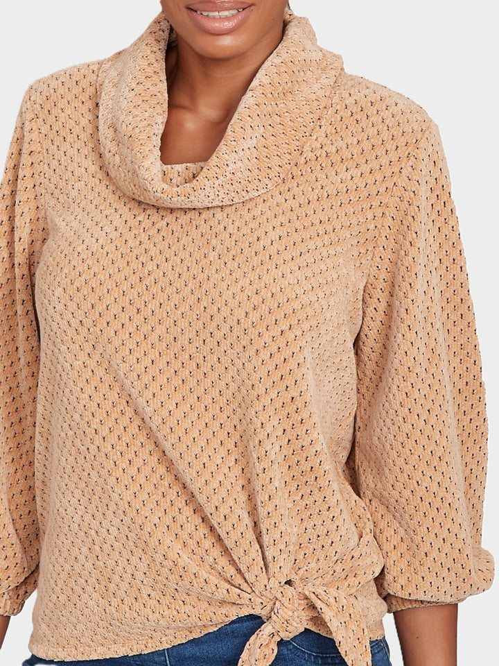 Tan Honeycomb Chenille Tie Top