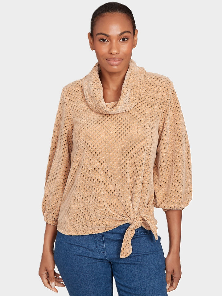 Tan Honeycomb Chenille Tie Top