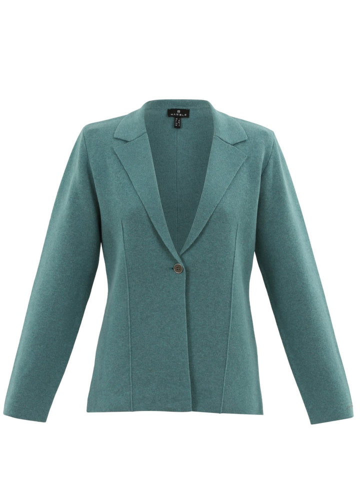 Teal One Button Knit Blazer