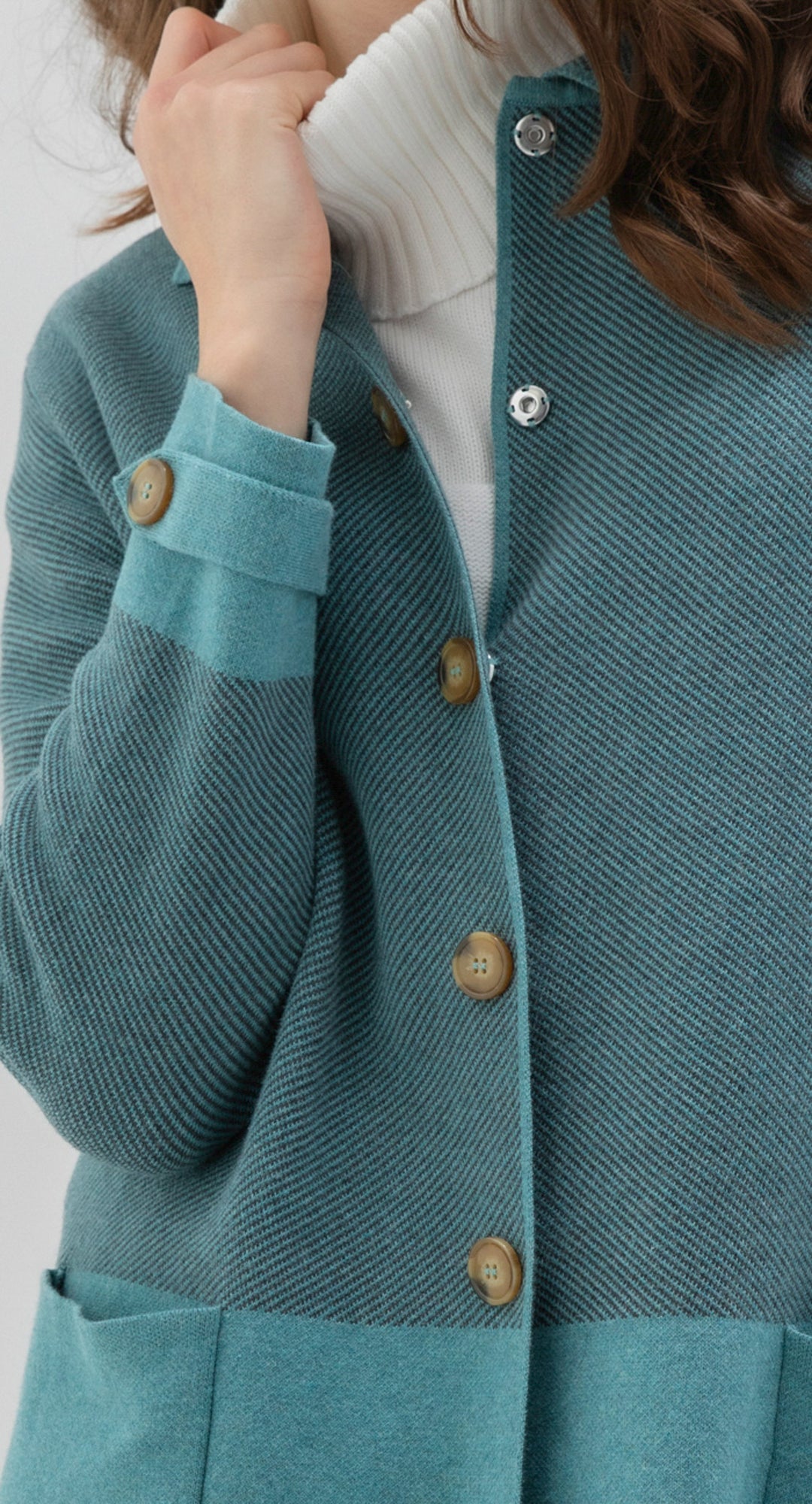 Teal Patch Pocket Sweatercoat