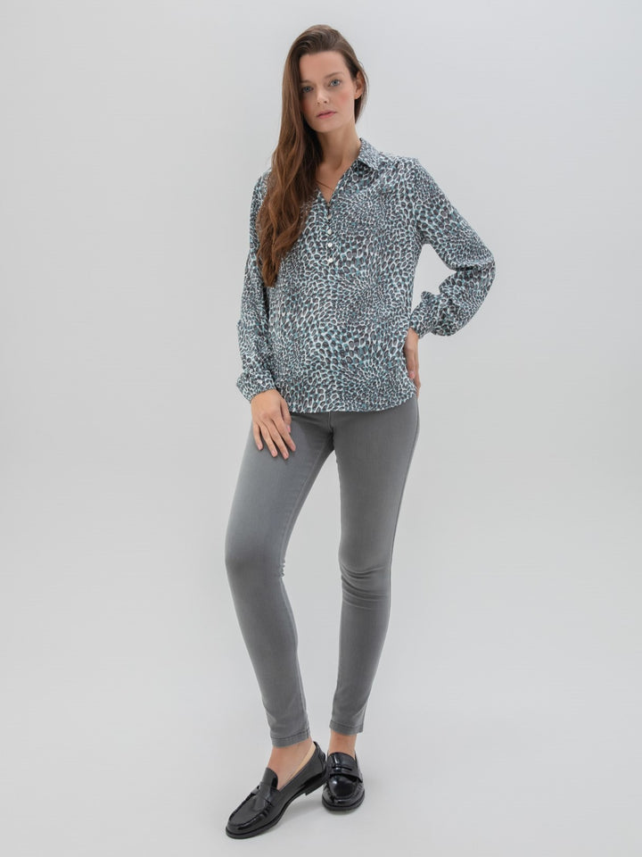 Teal Pebble Print Blouse