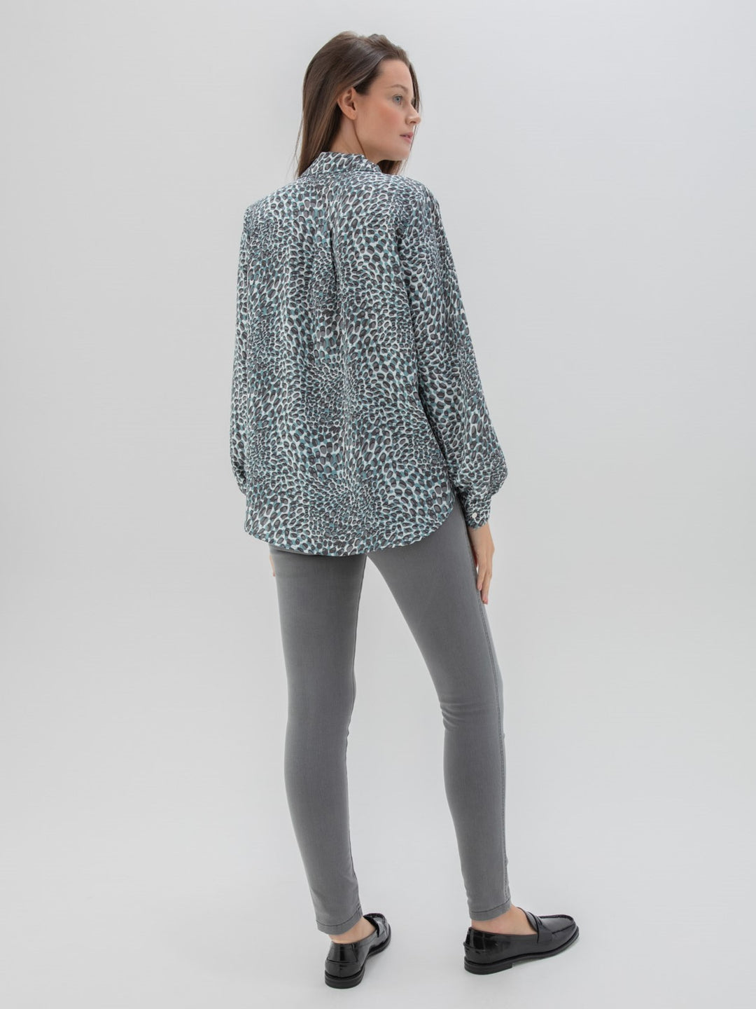 Teal Pebble Print Blouse