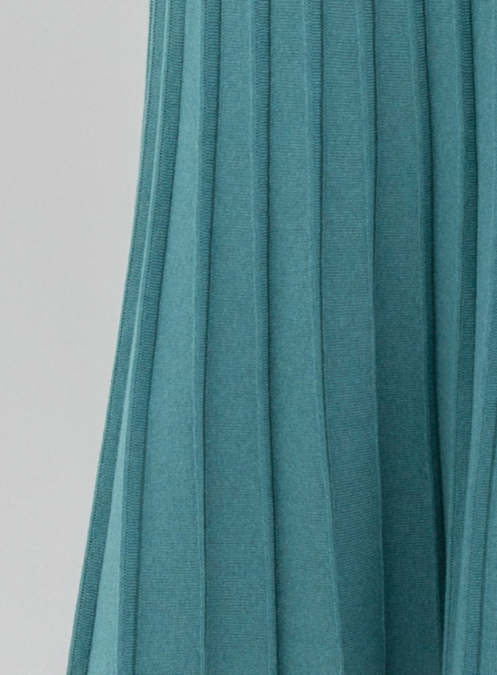 Teal Pleated Knit A-Line Skirt