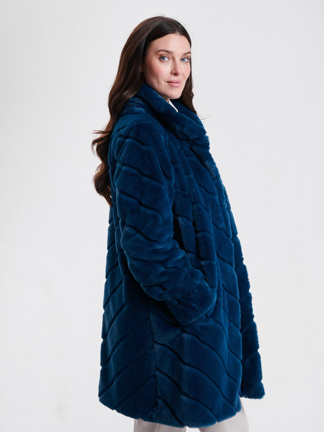 Teal Reversible Faux Fur Coat