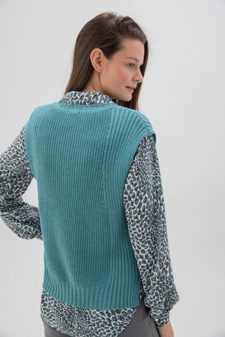 Teal Rib Knit Sweater Vest