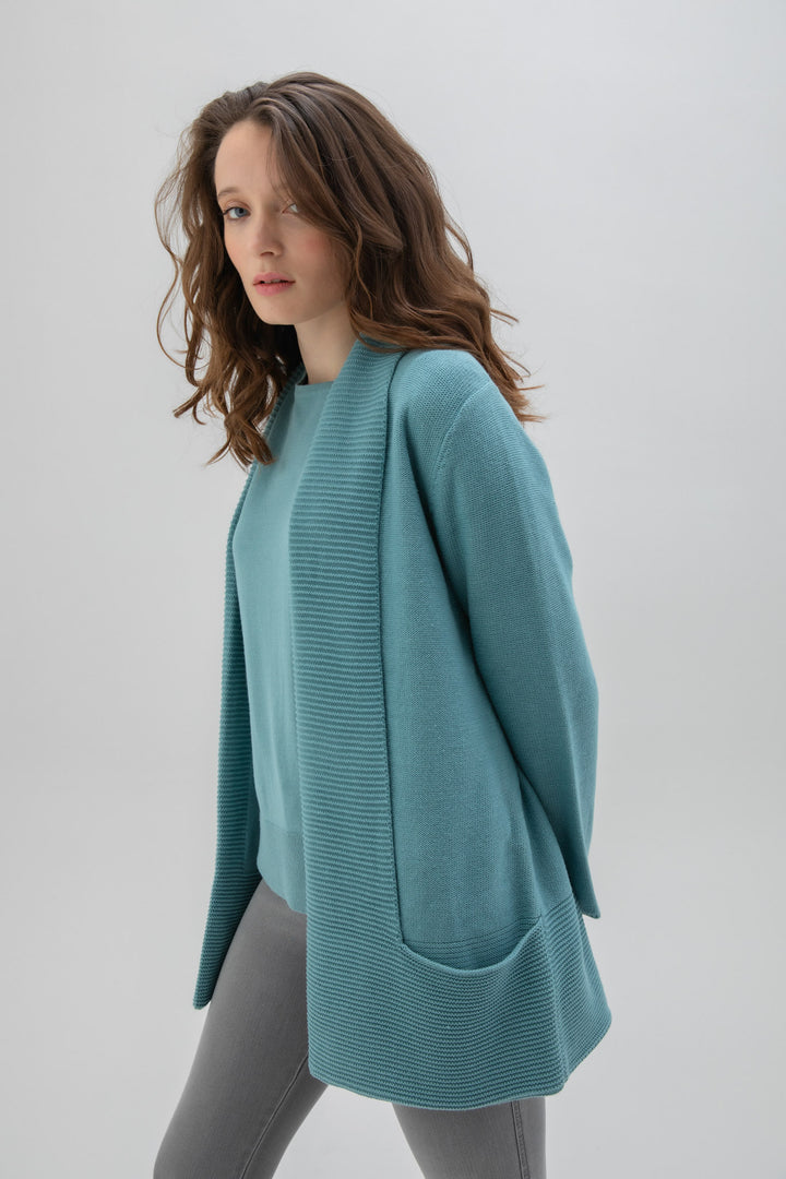 Teal Shawl Collar Cardigan