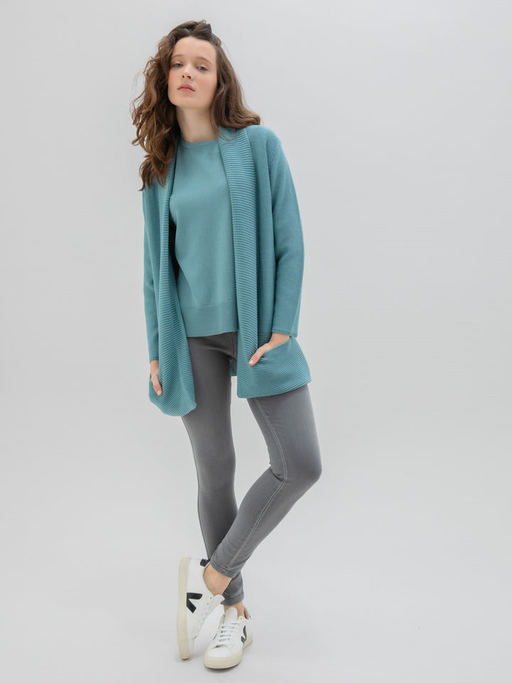 Teal Shawl Collar Cardigan