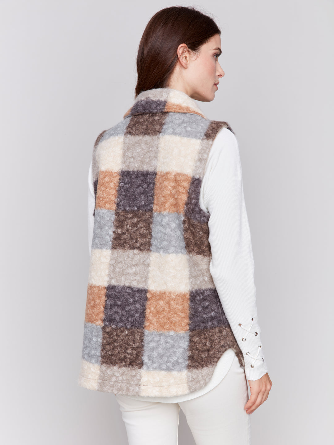 Terracotta Check Boucle Vest