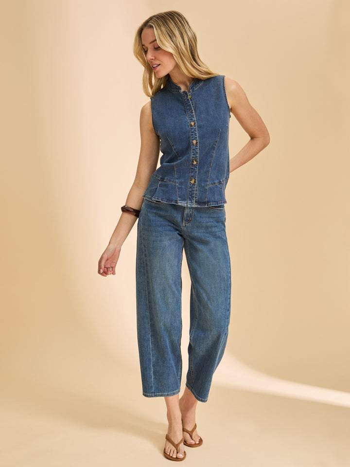 Medium Wash Girlfriend Barrel Ankle Jean