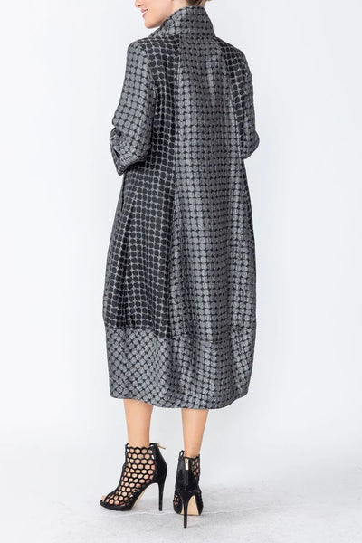 Textured Metallic Long Balloon Jacket Dress