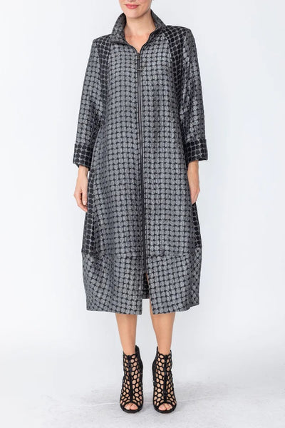 Textured Metallic Long Balloon Jacket Dress