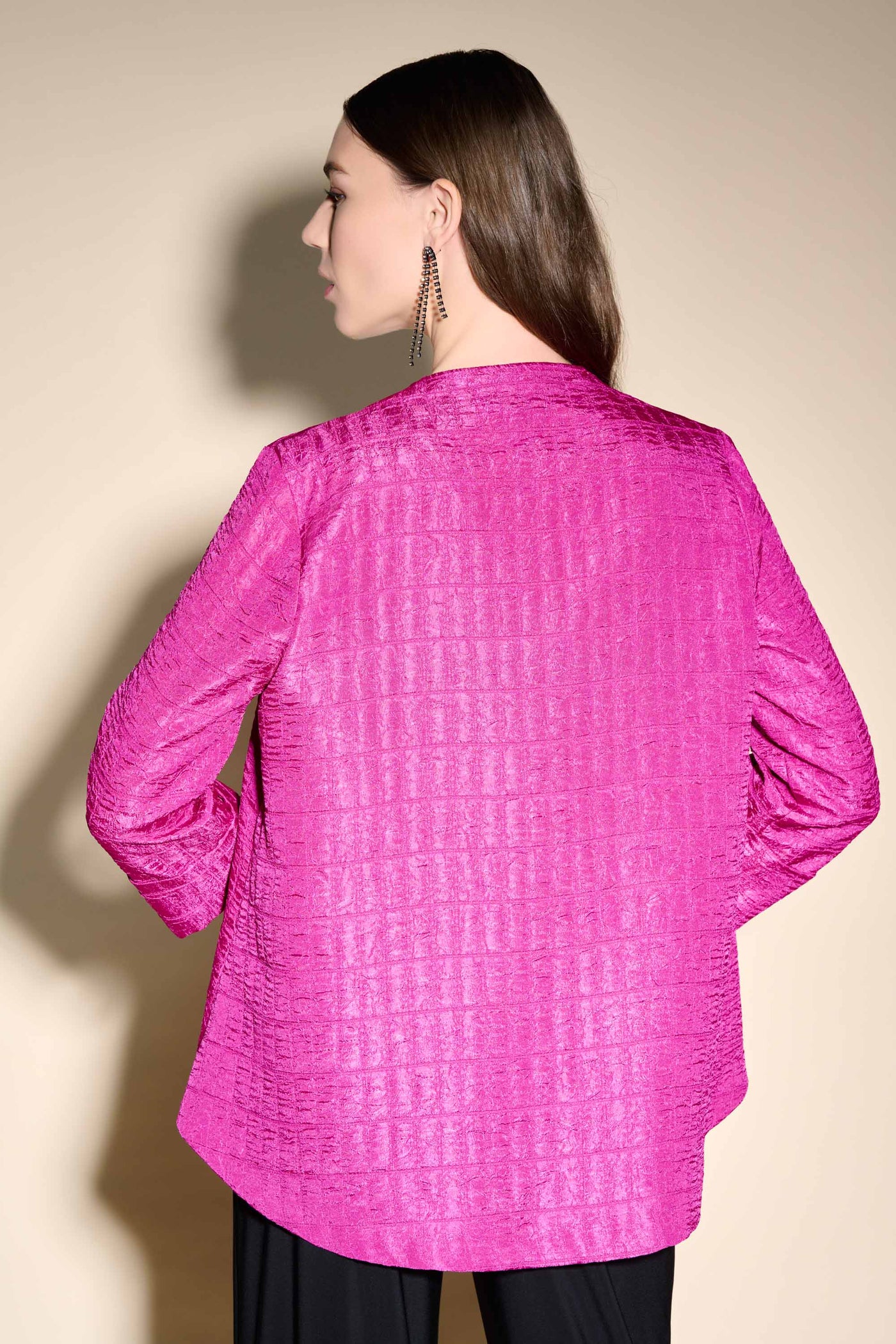 Textured One Button Asymmetrical Swing Jacket