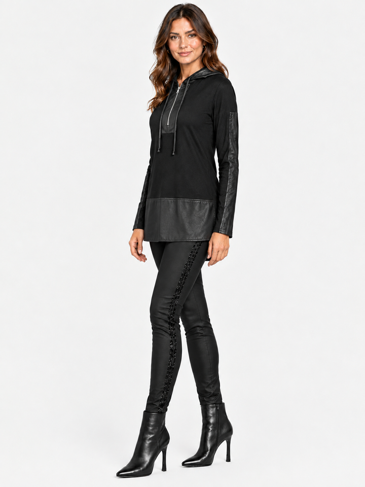 Textured Vegan Leather Mix Media Tunic