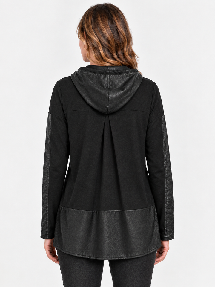 Textured Vegan Leather Mix Media Tunic