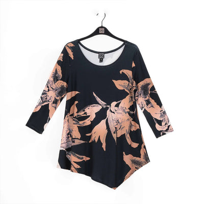 Tiger Lily Print Asymmetrical Tunic