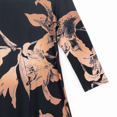 Tiger Lily Print Asymmetrical Tunic