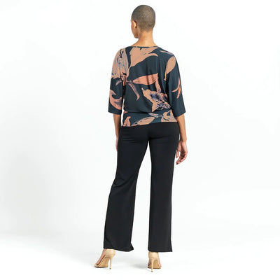 Tiger Lily Print Front Tie Top