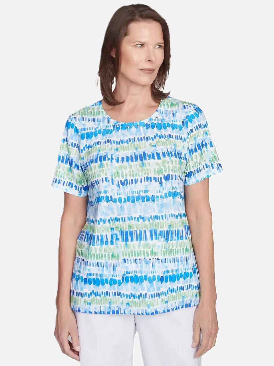 Tile Print Top With Stud Detail