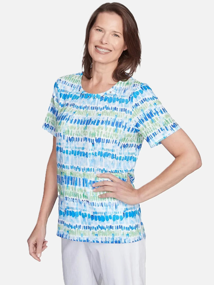 Tile Print Top With Stud Detail
