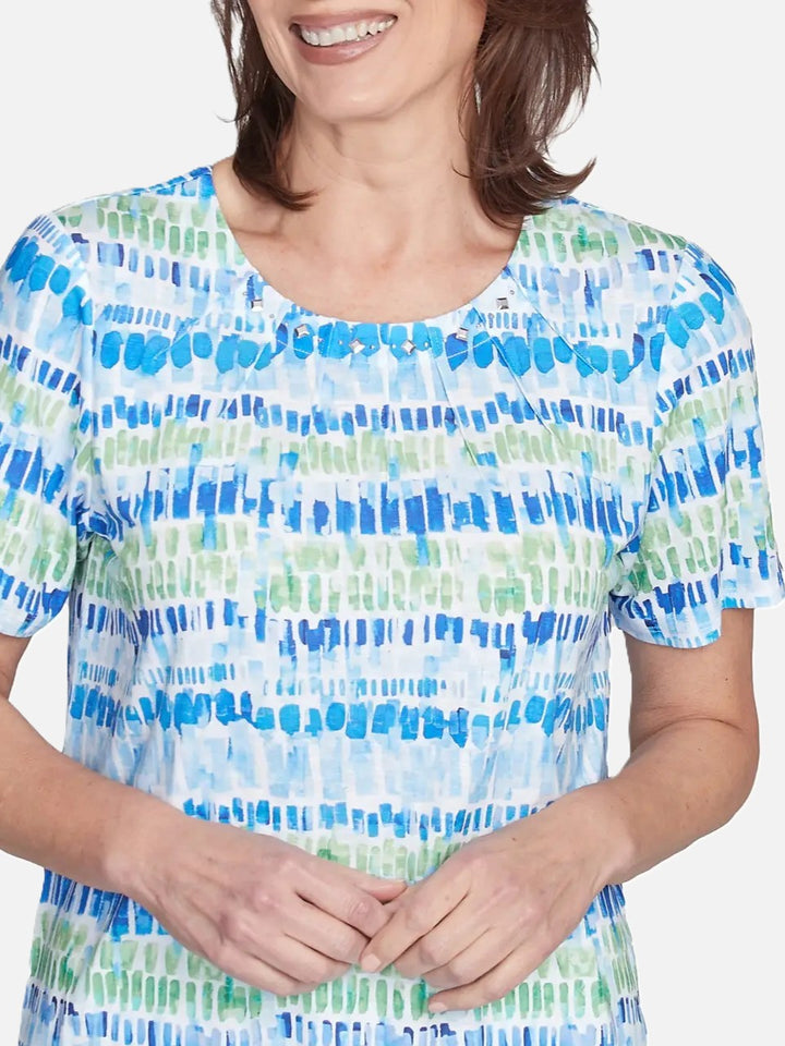 Tile Print Top With Stud Detail