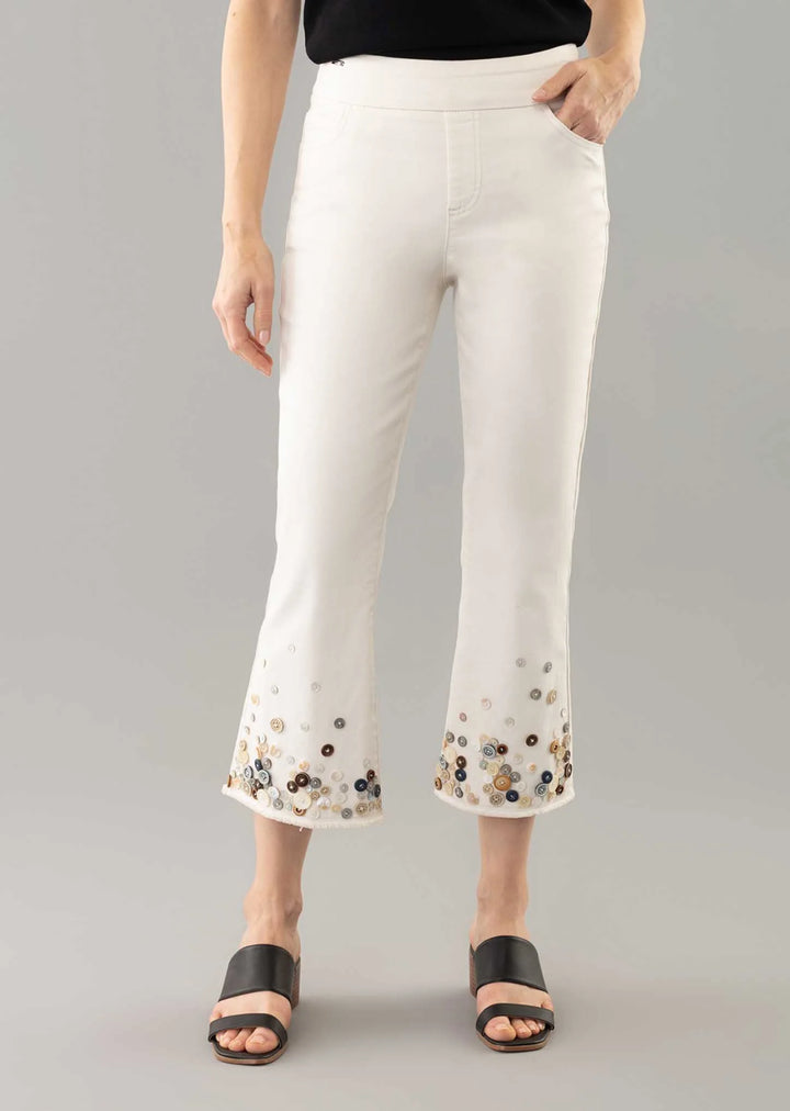 Tons of Buttons Cropped Flare Pant