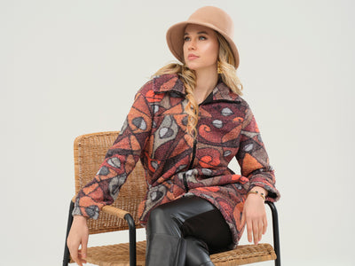 Tree Of Life Print Sherpa Coat