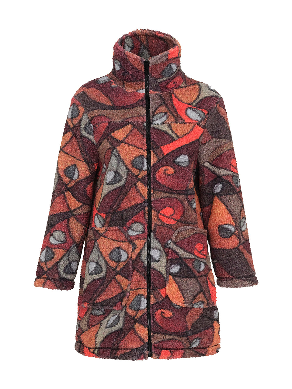 Tree Of Life Print Sherpa Coat