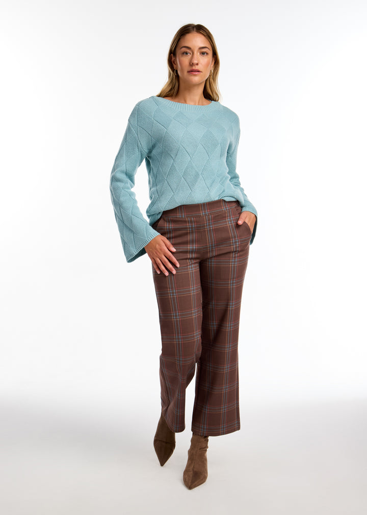 Tribeca Check Wide Leg Ponte Pant