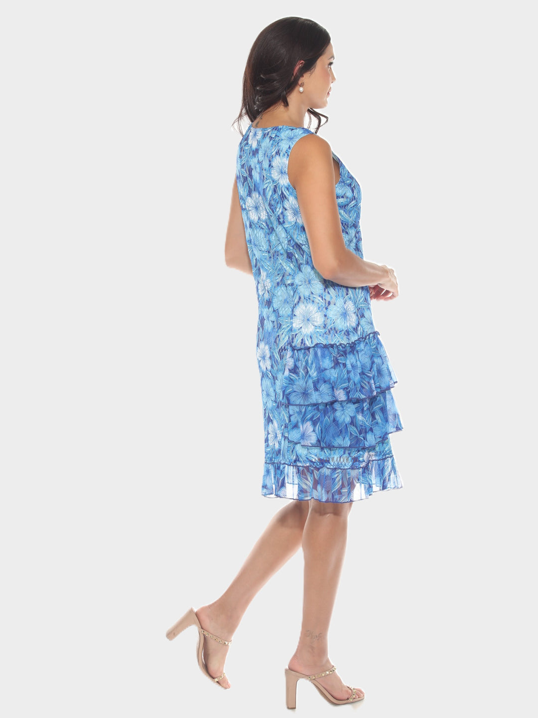 Tropical Floral Ruffle Hem Dress
