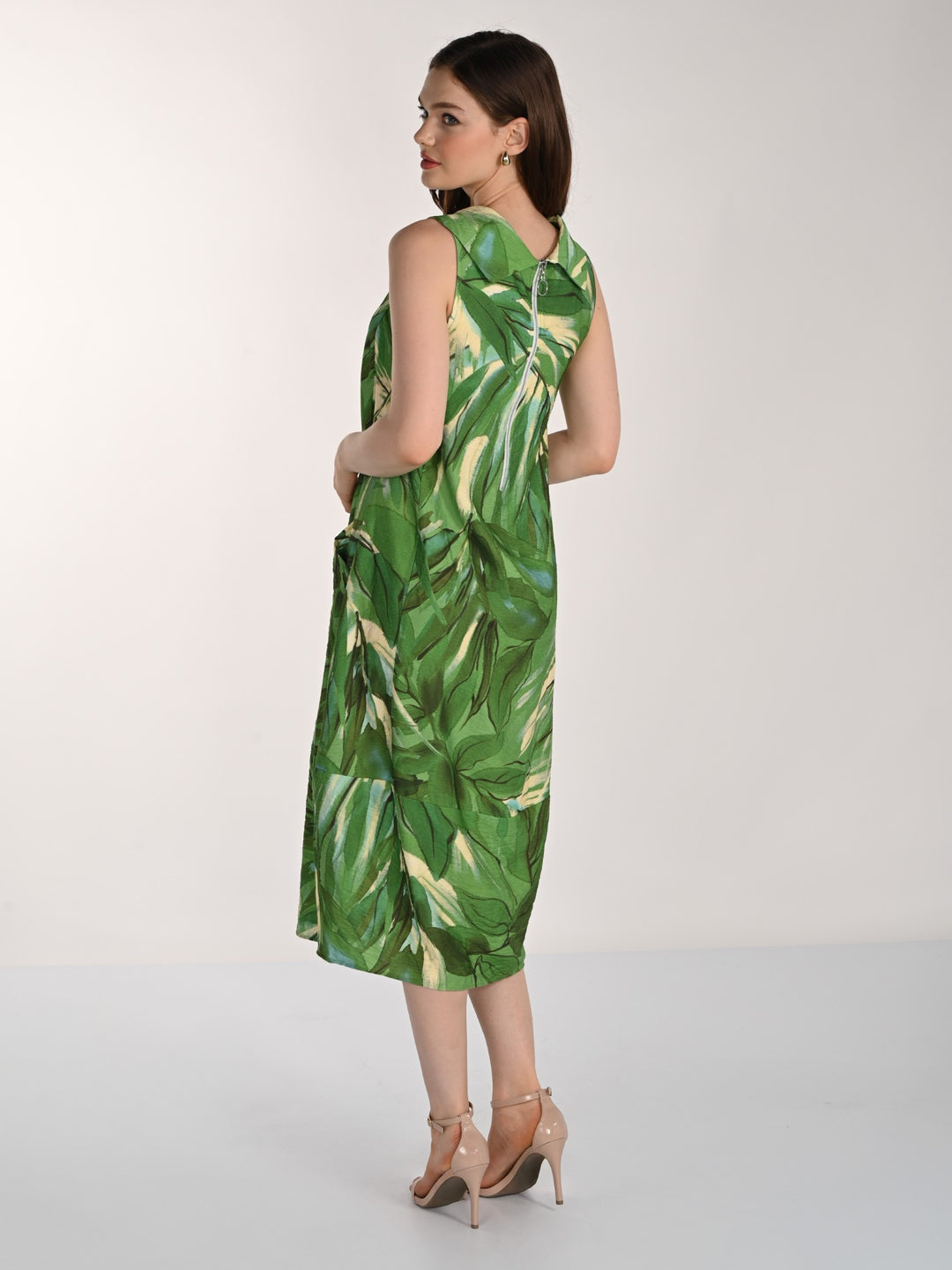 Tropical Leaf Print Bubble Dress